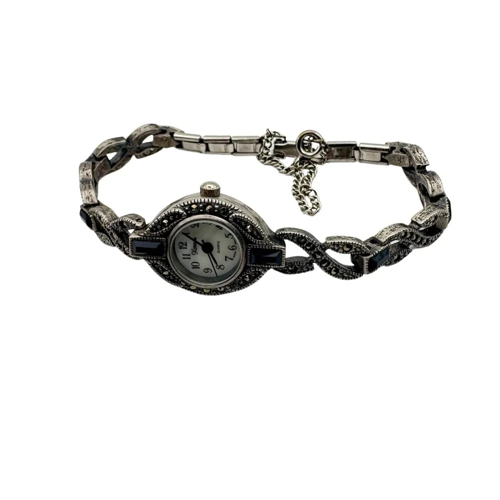 Vintage Xanadu Watch Marcasite Bracelet Art Deco Style NEEDS BATTERY 7
